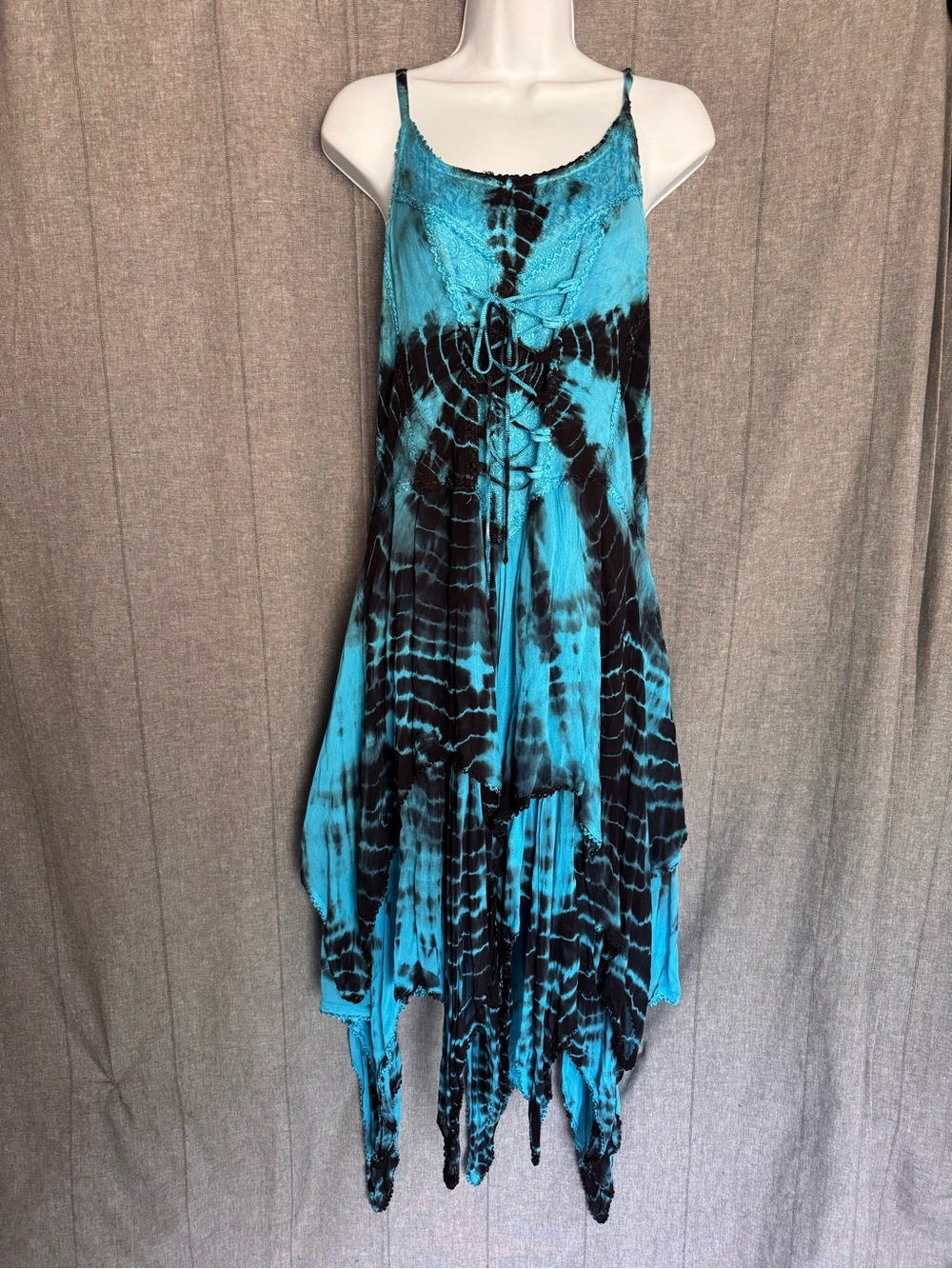 Corset Dress Pixie Festival Fairy Whimsy Mock Handkerchief Spiderweb Tie-Dye OS